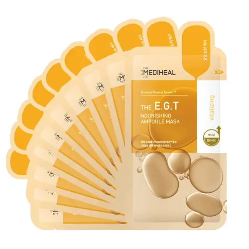 Mediheal Official Best No.1 Korean Sheet Mask - EGT Ampoule Face Mask 10 Sheets For Intensely Nourishing Firming Moisturizing with Retinal, Peptides, Collagen For All Skin Types Value Sets