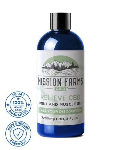 Relieve CBD Joint and Muscle Gel - 7200mg CBD, 4 fl oz Disc Cap