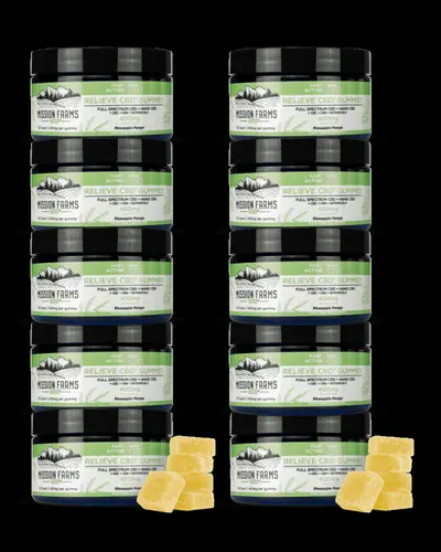 Pure CBD Gummies Stocking Stuffer Bundle - Relieve CBD Gummy Pineapple Mango, 10ct