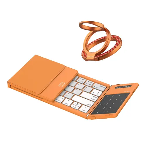 Cube Pocket Foldable Keyboard & FiberSnap Triple Phone Grip Holder