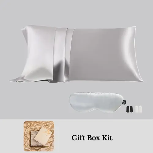 23mm 6A+Zipper Mulberry Silk Pillowcase With Eye Mask-Mother's Day Gift Kit