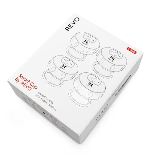 REVO The Original 4-in-1 Smart Cupping Therapy Massager, Red Light Therapy for Targeted Pain Relief, Knots, Aches, Muscle Soreness, Circulation & Tighter Skin, Portable Cupping Kit (Four Pack)