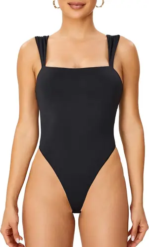 RUNNING GIRL Bodysuits for Women Buttery Soft Tank Top Bodysuit Sleeveless Casual Thong Bodysuit