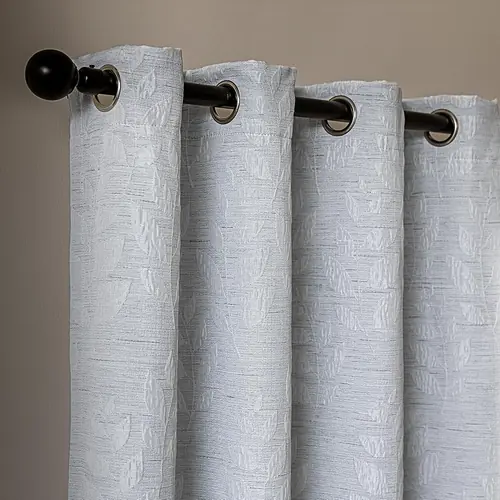SLEEP ZONE Blackout Curtains for Bedroom and Living Room, Curtains & Drapes with Thermal Insulation for Room Darkening, Gray and White Leaf Jacquard, 180 GSM Window Curtain Panels (52 x 63 Inch)