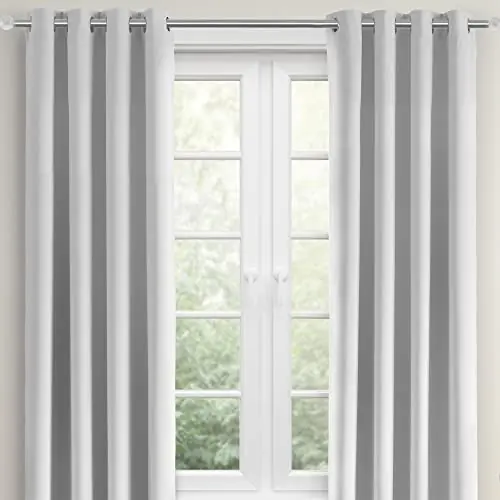 SLEEP ZONE Thermal Insulated Blackout Curtains for Bedroom, Room Darkening, Noise Reducing, Grommet Top Window Drapes (2 Panels, White, 42" W x 63" L)