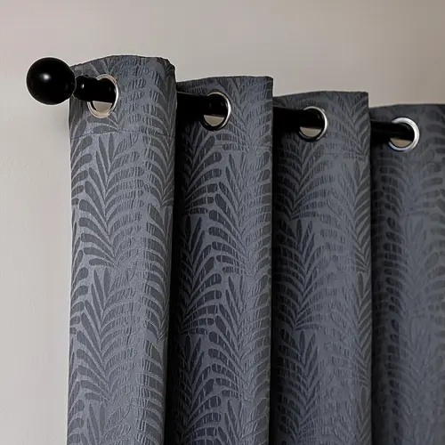 SLEEP ZONE Blackout Curtains for Bedroom and Living Room, Curtains & Drapes with Thermal Insulation for Room Darkening, Jacquard 140 GSM Window Curtain Panels, Dark Gray, 52" × 95"