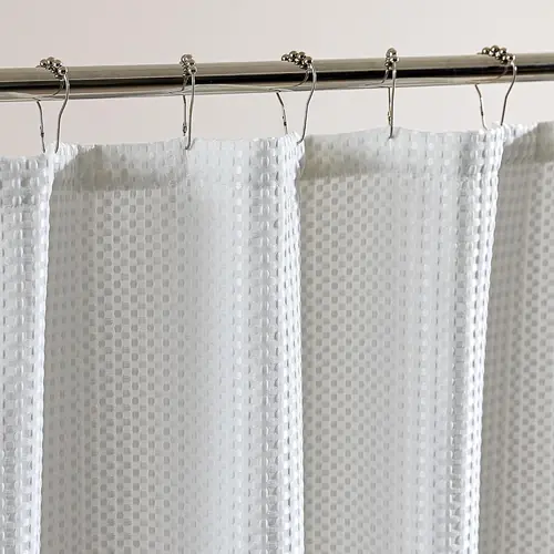 SLEEP ZONE Shower Curtain Liner, Waffle Shower Curtains for Bathroom, Heavy Duty Thick Fabric Shower Curtains - 285GSM Luxury Weighted Polyester Bath Curtain, 72" × 72" (Pure White)