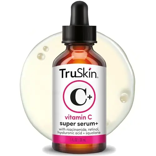 TruSkin Vitamin C Super Serum for Face - Five Skin Benefits in One Serum with Vitamin C, Retinol, Niacinamide, Hyaluronic Acid & Squalane - Brighten, Firm & Smooth the Look of Skin - 1 fl oz