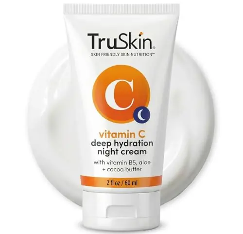 TruSkin Vitamin C Night Cream - Brightening Overnight Face Moisturizer with Vitamin B5, Aloe, MSM & Cocoa Butter - Hydrating Vitamin C Face Cream for Smoother, Firmer-Looking Skin, 2 fl oz