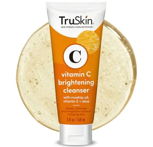 TruSkin Vitamin C Face Wash Cleanser - Brightening Facial Cleanser with Vitamins C & E, Rosehip Oil & Aloe - Gently Cleanses & Refreshes for Radiant-Looking Skin, 5 fl oz