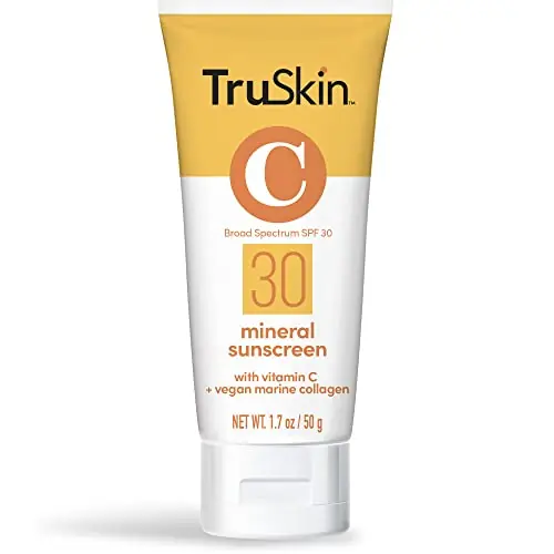 TruSkin Mineral Sunscreen SPF 30 for Face - Zinc Oxide Broad Spectrum Protection with Squalane, Vitamin C & Marine Collagen - Reef-Safe Mineral Face Sunscreen for Sensitive Skin, 1.7 fl oz