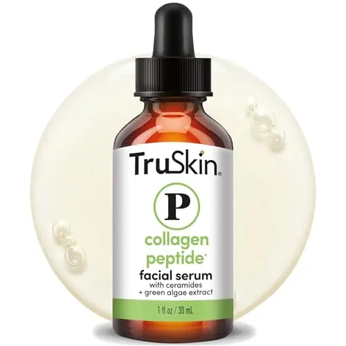 TruSkin Peptide Serum for Face - Pro Collagen Multi-Peptide Anti-Aging Serum with Tripeptide-29 & Ceramides - Supports Skin’s Natural Collagen & Barrier for Firmer-Looking Skin, 1 fl oz