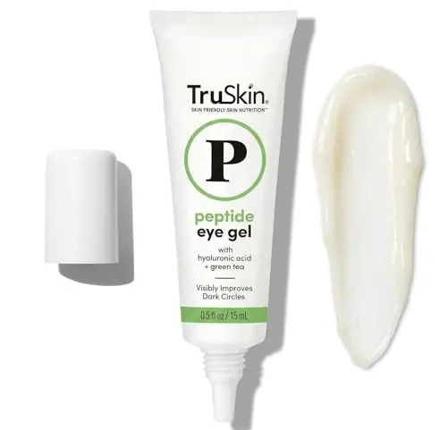 TruSkin Peptide Eye Cream Gel for Dark Circles & Fine Lines - Lightweight Under Eye Gel with Peptides & Hyaluronic Acid - Hydrating & Smoothing Eye Care for Tired-Looking Eyes, 0.5 Fl Oz