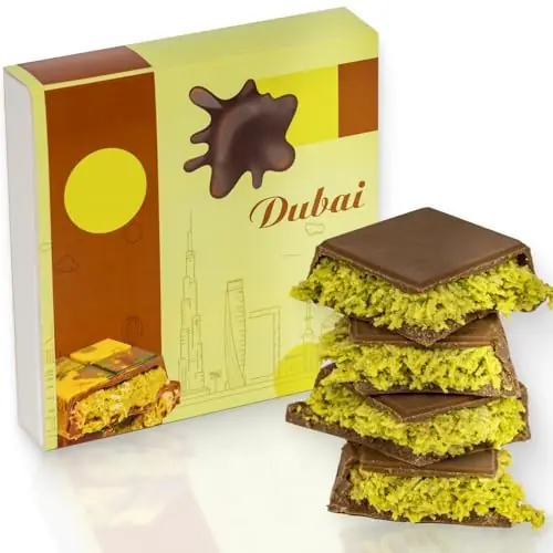 Dubai Chocolate Bar with Pistachio – 3.5 oz – Handmade Viral Dubai Chocolate – Crispy Shredded knafeh with Rich Chocolates, Ready to Eat, Perfect for Christmas (Pack of 1)