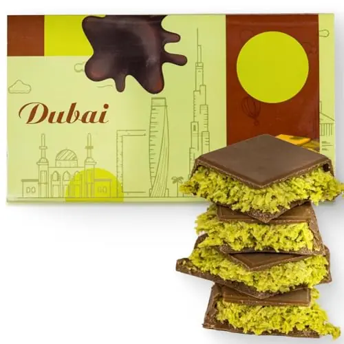 Dubai Chocolate Bar with Pistachio – 7 oz – Handmade Viral Dubai Chocolate – Crispy Shredded knafeh with Rich Chocolates, Ready to Eat, Perfect for Christmas (Pack of 3)