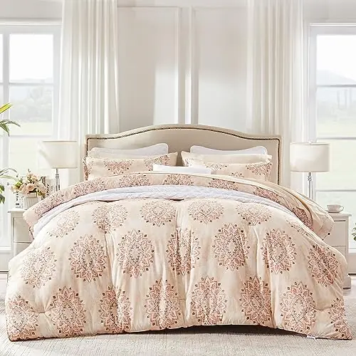 SLEEP ZONE Twin Size Comforter Set Bed in a Bag for College Girls - Soft Luxury Hotel Comforter 5 Pieces with Corner Tabs Easy to Wash and Clean