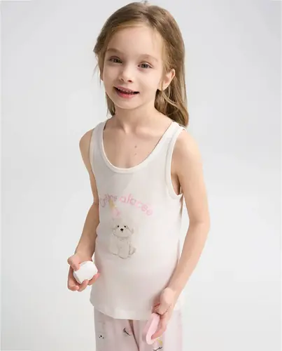 Aimer Kids Sweetheart Bichon Printed Modal Vest