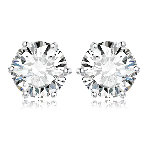 Moissanite D Color Round Solitaire Stud Earrings 0.6-6ct Sterling Silver