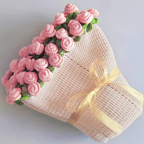 Hand-Knitted Rose Blanket DIY Kit & Ready-Cozy Home Decor-An Ideal Expression of Love