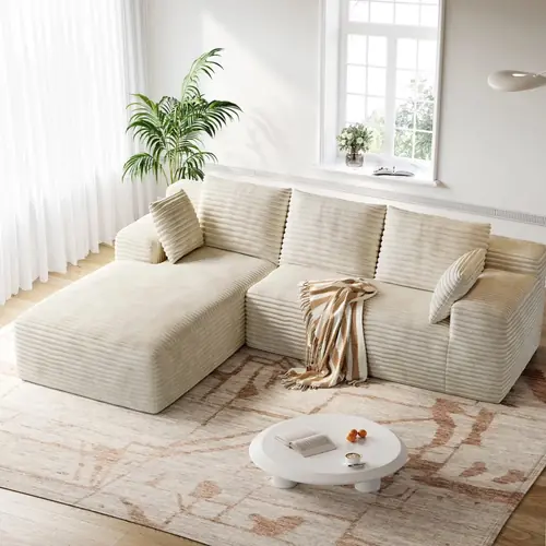 106 Inch Corduroy Cloud Oversized Sofa (L-Shaped)