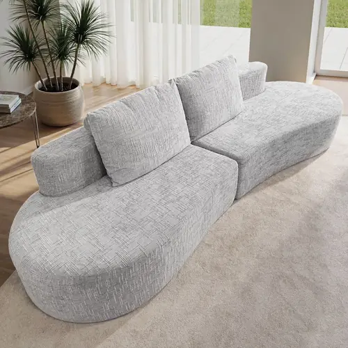 98 Inch Curved Couch with 2 Cozy Pillows
