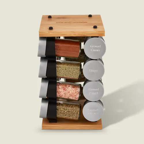 Cole & Mason Blyth Classic Wooden 16 Jar Carousel Bamboo