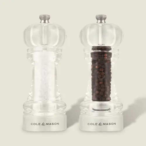 Cole & Mason Liverpool 5.5" Acrylic Salt & Pepper Mill Set with Himalayan Salt