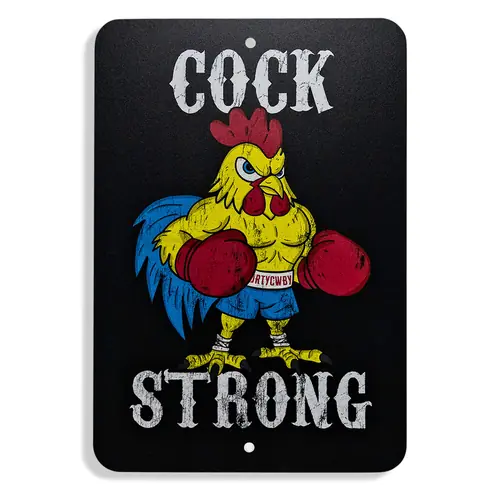 Cock Strong Boxing Chicken Metal Sign