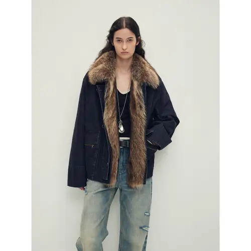 Firelady Fur Women's Goose Down Fur Parka with Detachable Raccoon Fur Hood“Hearthside Simmer”