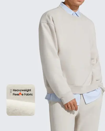 Flurrylux Men's Cotton Fleece Lined Crewneck Pullover