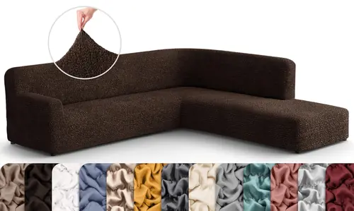 PAULATO BY GA.I.CO. Corner Special Right - 1-Piece Furniture Protector - Form Fit, Machine Washable -MicrofibraCollection - Dark Brown Color