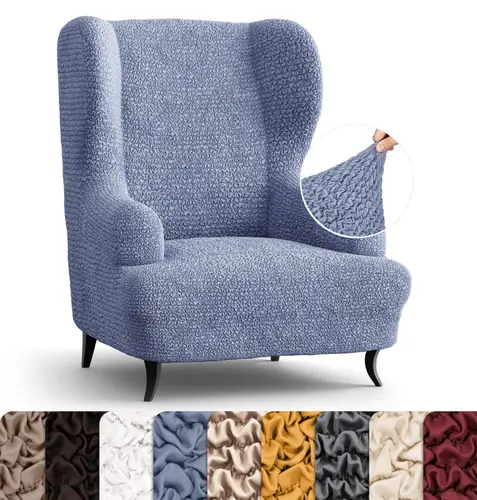 PAULATO BY GA.I.CO. Armchair Slipcovers - 1-Piece Furniture Protector - Form Fit, Machine Washable -MicrofibraCollection - Blue Color