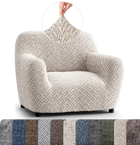 PAULATO BY GA.I.CO. Armchair Slipcovers - 1-Piece Furniture Protector - Form Fit, Machine Washable -Microfibra PrintedCollection - Venezia Cream Color