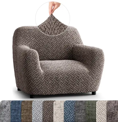PAULATO BY GA.I.CO. Armchair Slipcovers - 1-Piece Furniture Protector - Form Fit, Machine Washable -Microfibra PrintedCollection - I. Venezia Brown Color