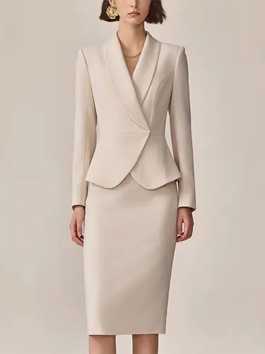 【24-hour shipping out】High-End Fashion Temperament Lapel Beige Suit