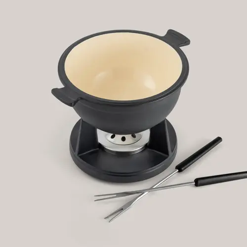 Lucerne Black 3-in-1 Cast Iron Fondue Set