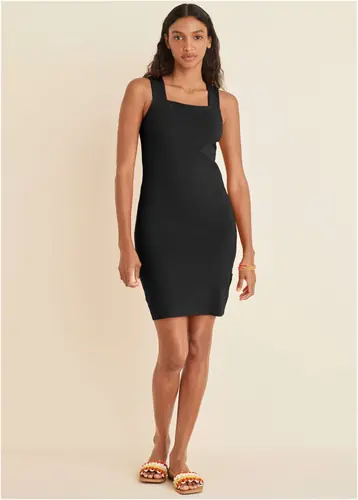Square Neck Tank Dress - Jet Black
