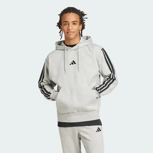 adidas men Essentials 3-Stripes Fleece Hoodie