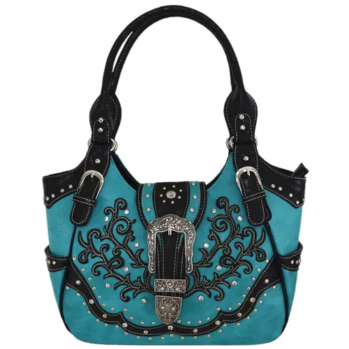 Western Buckle Tooled Leather Concealed Carry Purse Women Country Handbag Wallet