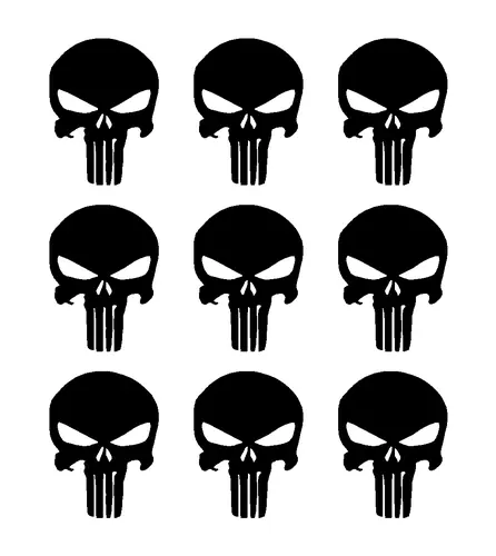 The Punisher Skull Vinyl Decals Phone Helmet Gun Mag 1" 2" 3" Stickers Set of 9