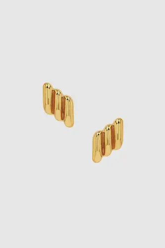 Diagonal Ribbed Earrings - Gold