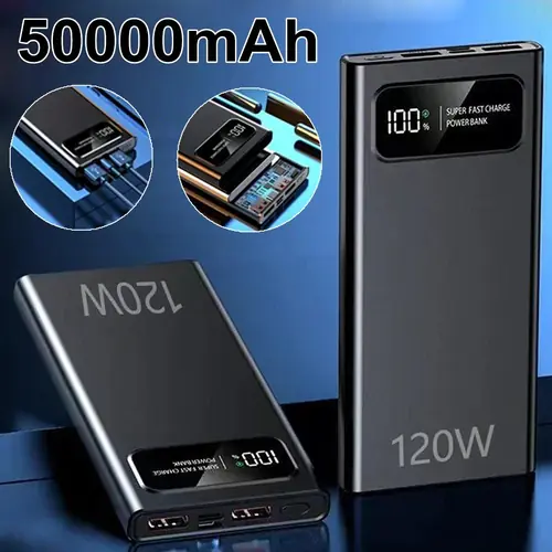 50000mAh Fast External Portable Power Bank Backup Battery Charger For Cell Phone