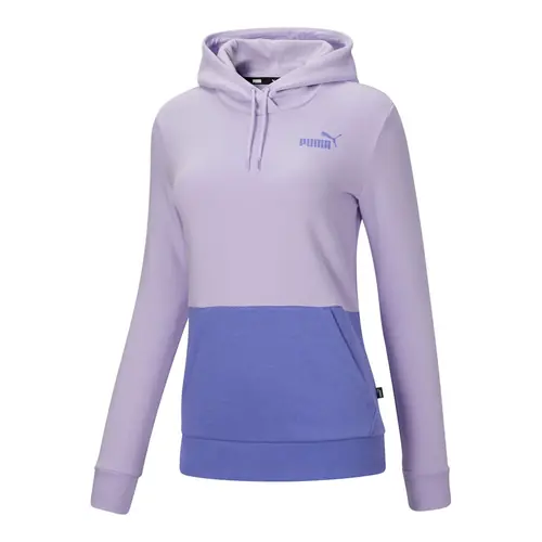 PUMA Essentials Colorblock Pullover Hoodie Womens Purple Casual Outerwear 587910