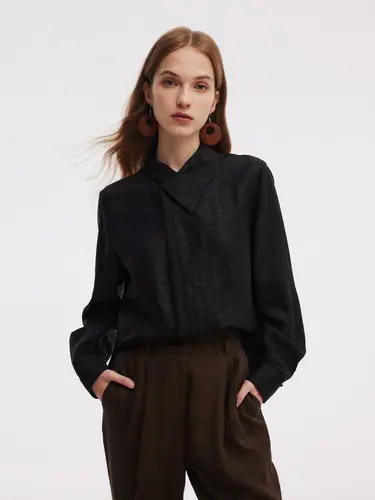 18MM Xiang Yun Silk Cross Front Collar Women Blouse