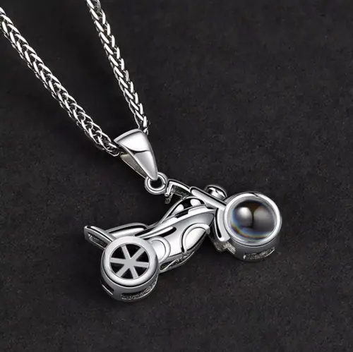 Personalisierte Foto Projektion Kette mit Foto drin im Stein - Anhänger Für Motorrad