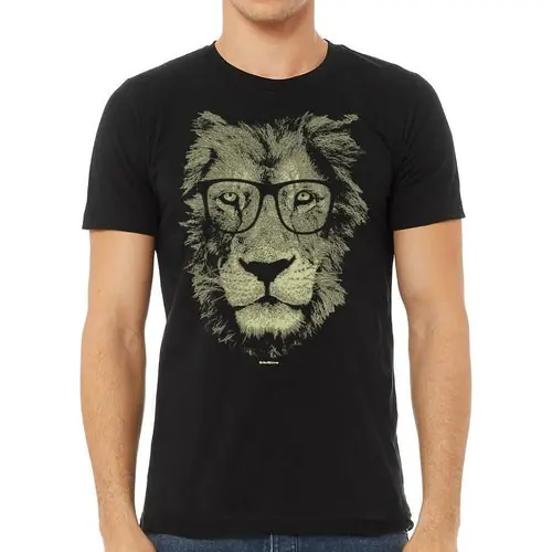 Lion Glasses Graphic Mens T Shirt Cotton Casual Tee