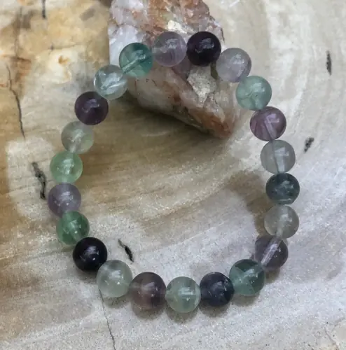 Rainbow Fluorite Stretch Bracelet Natural 8mm Bead Healing