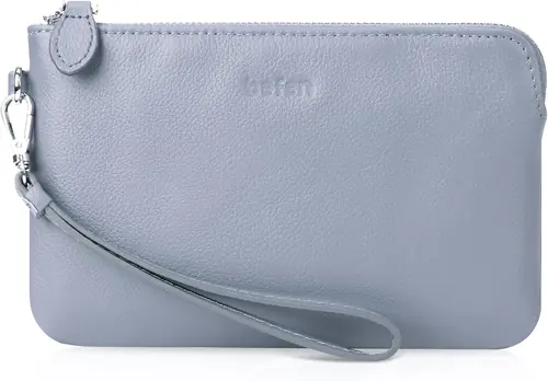 befen Black Genuine Leather Wristlet Clutch Cell Phone Wallet Purse Smartphone Wristlet Wallet Purses and Handbags for Women