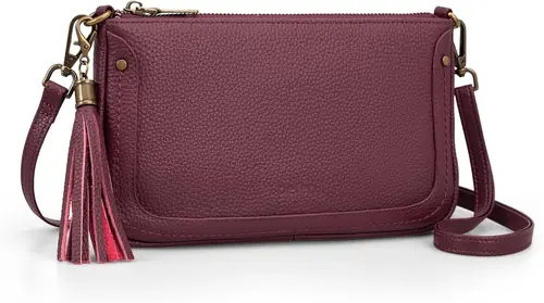 befen Leather Wristlet Wallet for Women, Vintage Leather Crossdody Bag Cell Phone Purses with Built in Wallet Clutch Purse