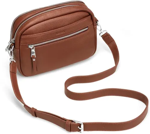 befen Genuine Leather Crossbody Bags for Women Small Camera Purses with Built in RFID Wallet Woman Shoulder Bag Handbags